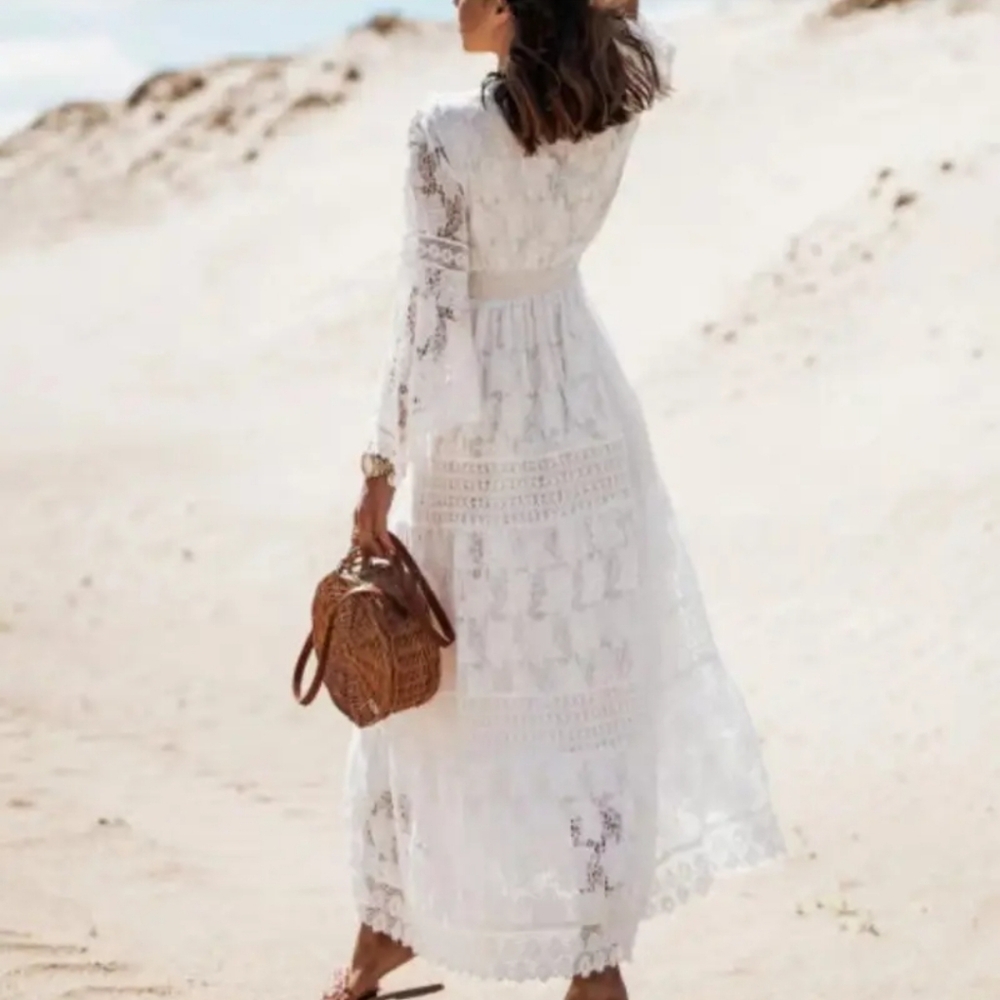 SOLD! GEORGEOUS,  Beautiful Bohemian Lace Maxi Dress - Picture 4 of 11